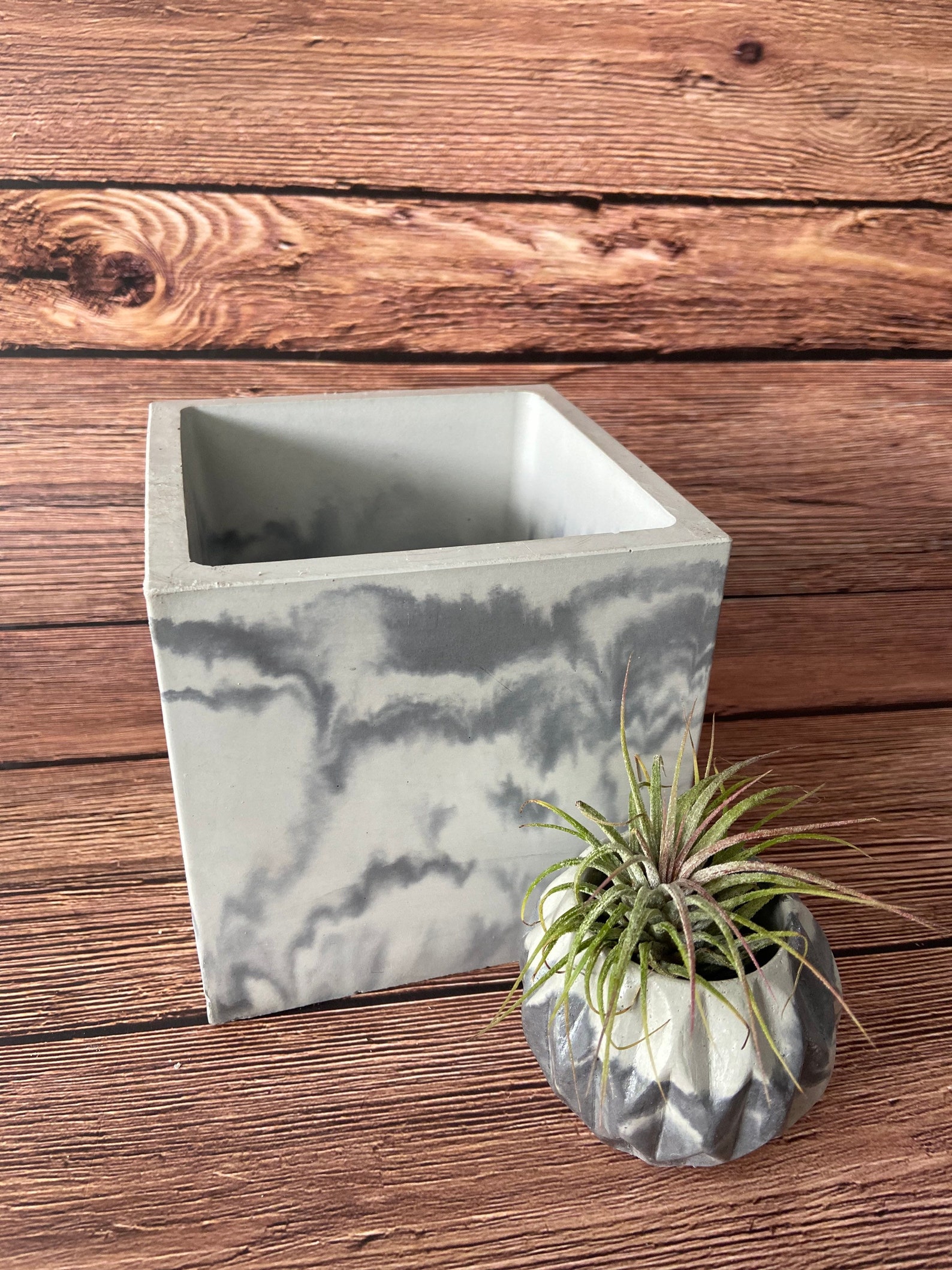 Large square concrete planter handmade concrete planter Etsy