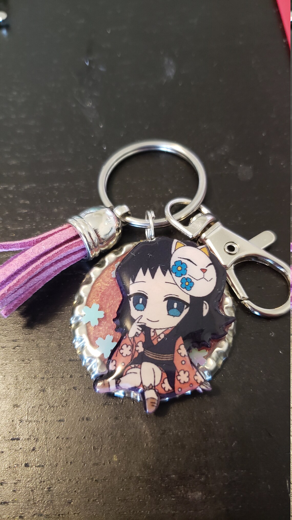 Ghost Anime Girl Bottlecap Keychain Etsy