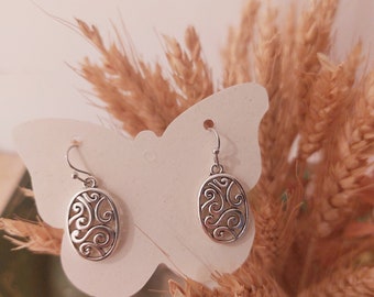 Long silver Boho earrings