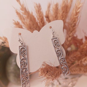 Long silver Boho earrings image 1