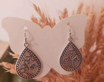 Long silver Boho earrings