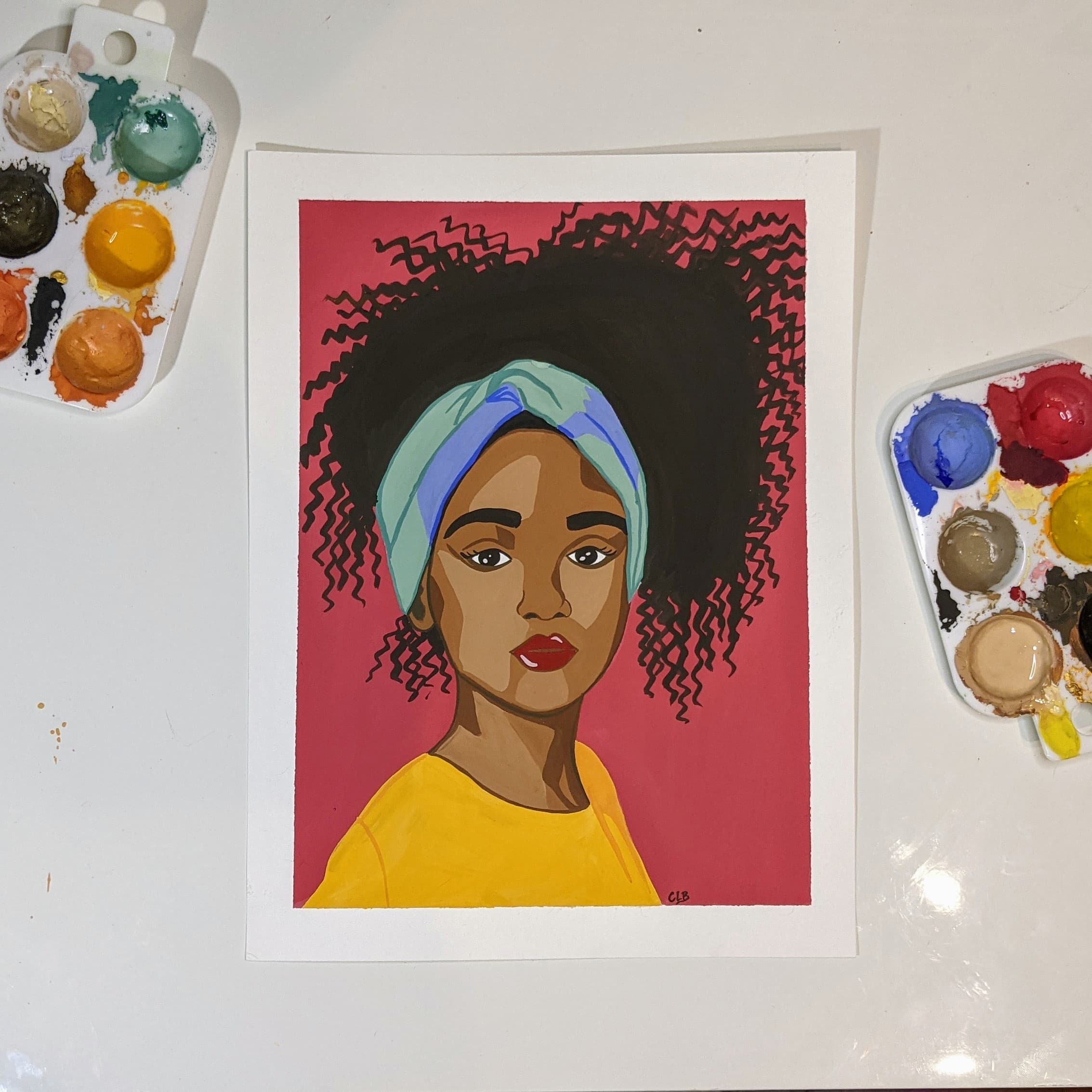 Original painting gouache painting Portrait project Etsy