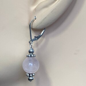 Rose Quartz Sterling Silver Dangle Earrings, Pink Stone Earring, Hand Crafted