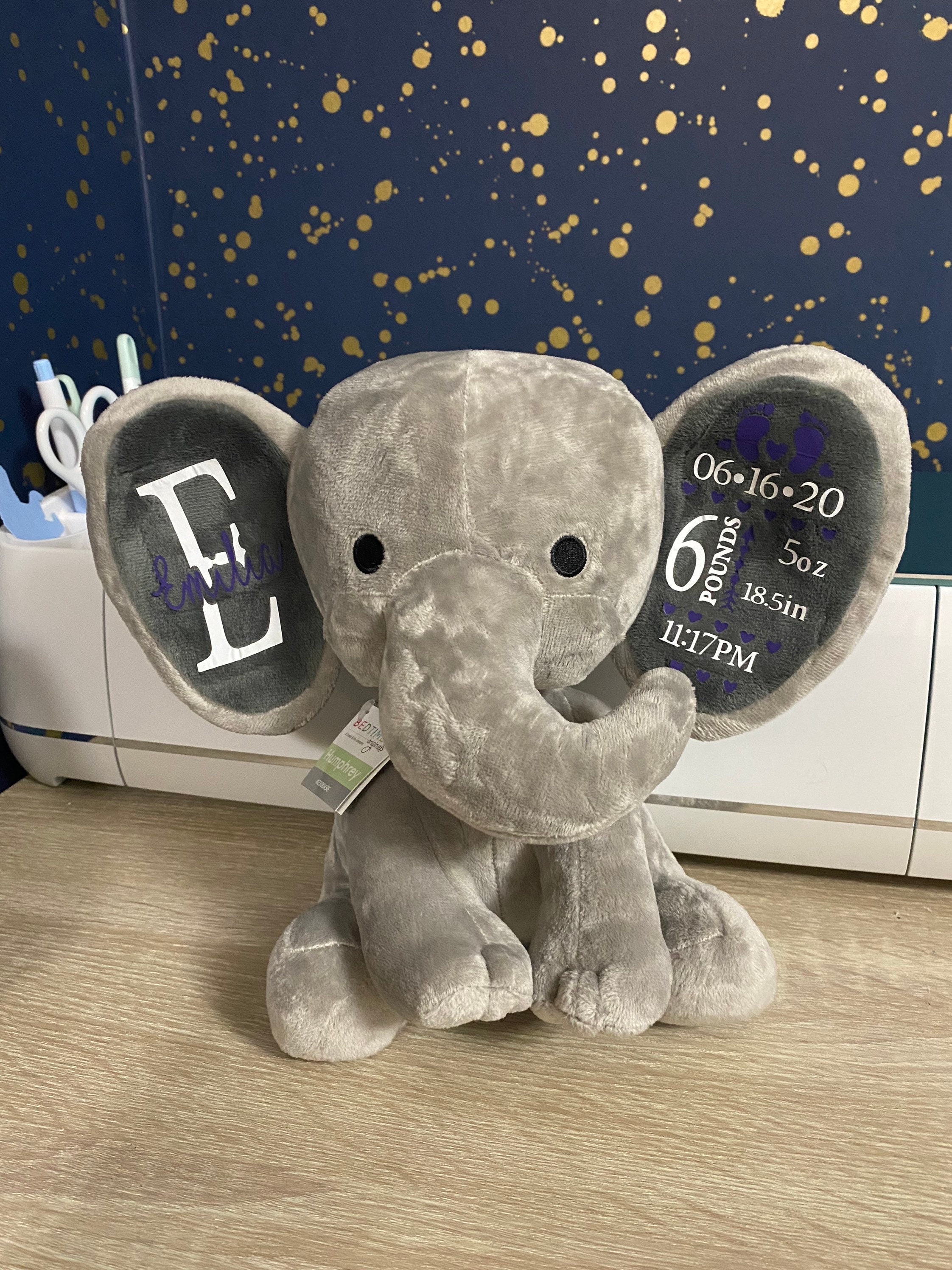 Birth announcement elephant Etsy