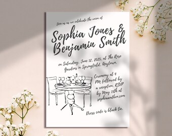 Vintage Style Wedding Invitation Template Aesthetic | Unique Simple Wedding Invite | Digital Instant Download | Editable Minimalist