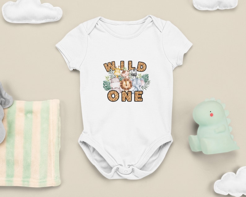 Wild One Safari Birthday Bodysuit: Jungle Animal First Birthday Outfit ...
