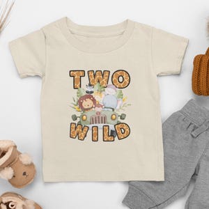 Two Wild Birthday Shirt: Safari Animals on Jeep, 2nd Birthday