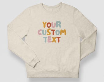 Sweat-shirt rétro pour enfant avec texte personnalisé, pull personnalisé pour tout-petit, haut vintage lettres colorées