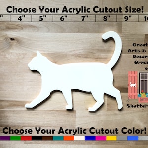 Cat Shape - Acrylic Cutout - Blanks - Indoor or Outdoor - Color Front, Back & Edges - Laser Cut - Shutter Charm