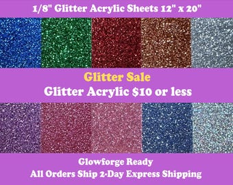 Glitter Acrylic Sheets (1/8") - CO2 Laserable  - Glowforge Pro and Plus 12"x20"