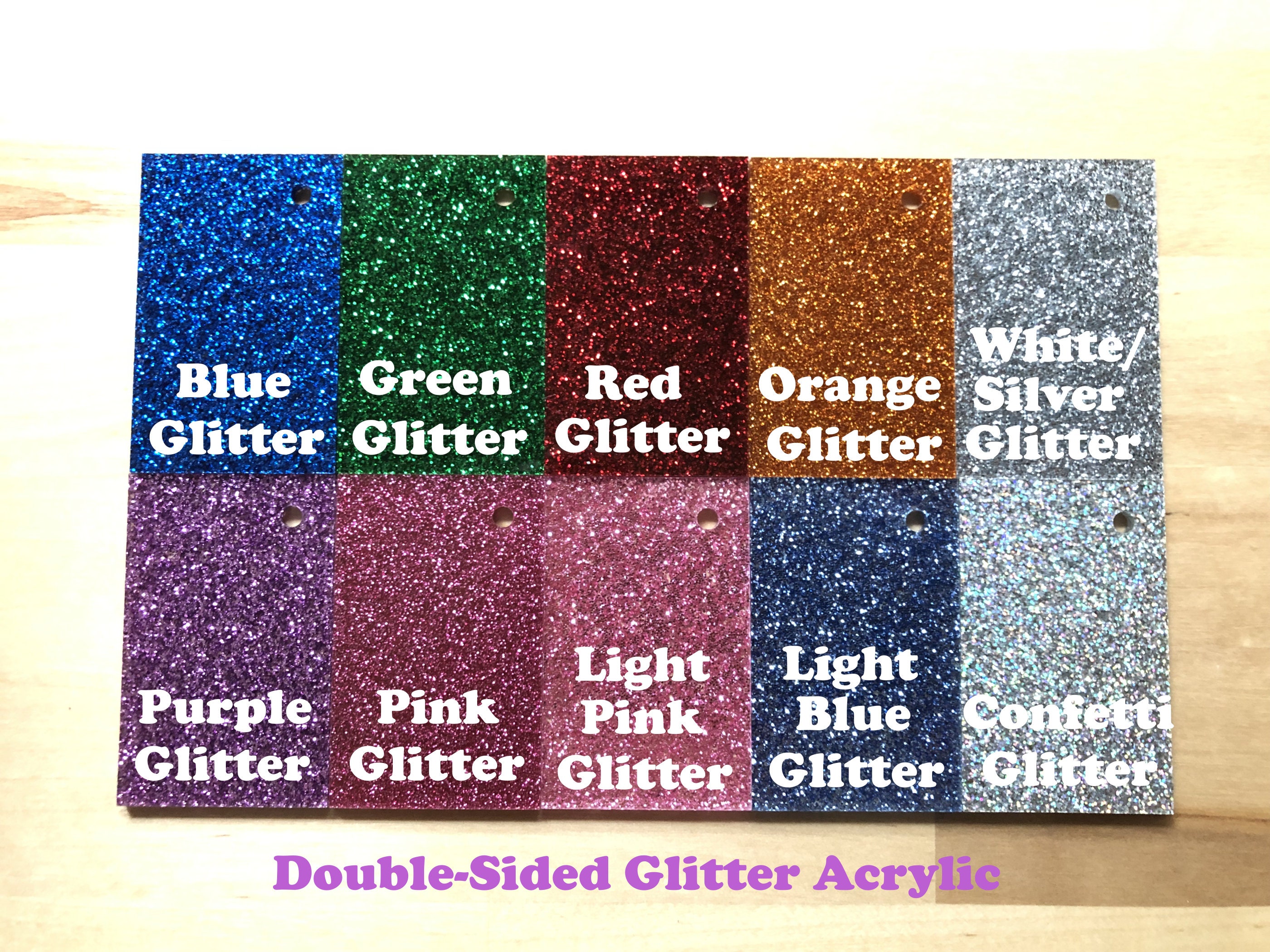 Sparkling Colorful Glitter Acrylic for Crafting, Glowforge & Lasering