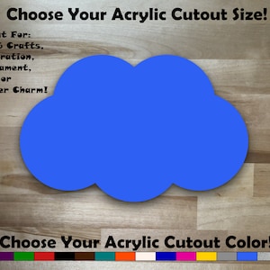 Cloud Shape - Acrylic Cutout - Blanks - Indoor or Outdoor - Color Front, Back & Edges - Laser Cut - Shutter Charm