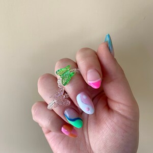Butterfly beaded stretch ring- stackable ring- colorful ring- everyday rings- summer rings- gifts for her-