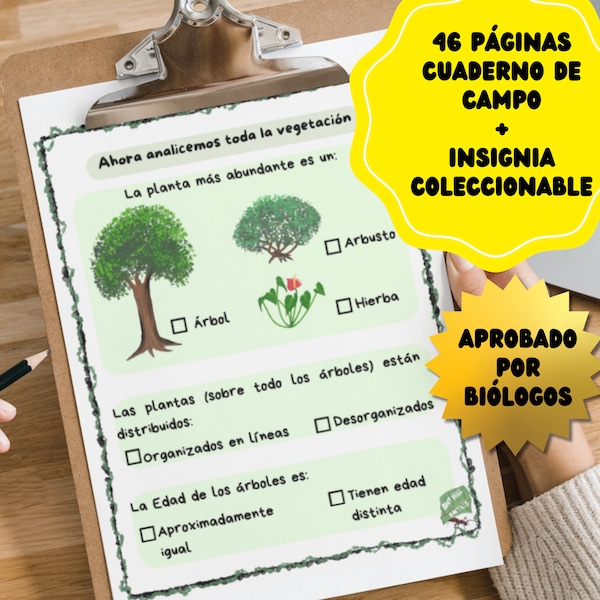 Diario de Campo: Libro de actividades para niños explorando al aire libre. Recurso imprimible  para estudios de primavera y verano. STEM