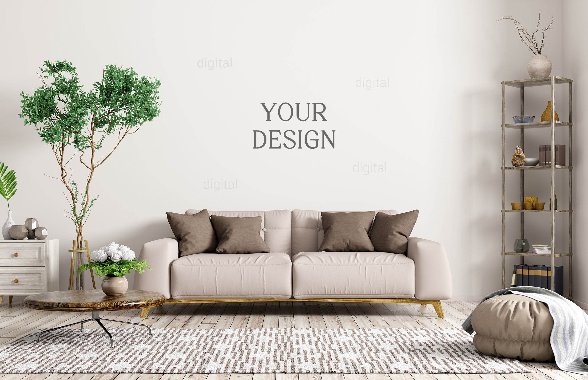 Free Mock Up Print In Living Room