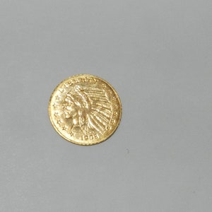 8kt Gold Miniature Replica U.S. Indian Head 5 Dollar Gold Coin