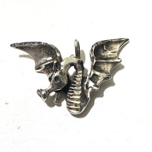 Vintage Silver Detailed Dragon Pendant 925 Necklace