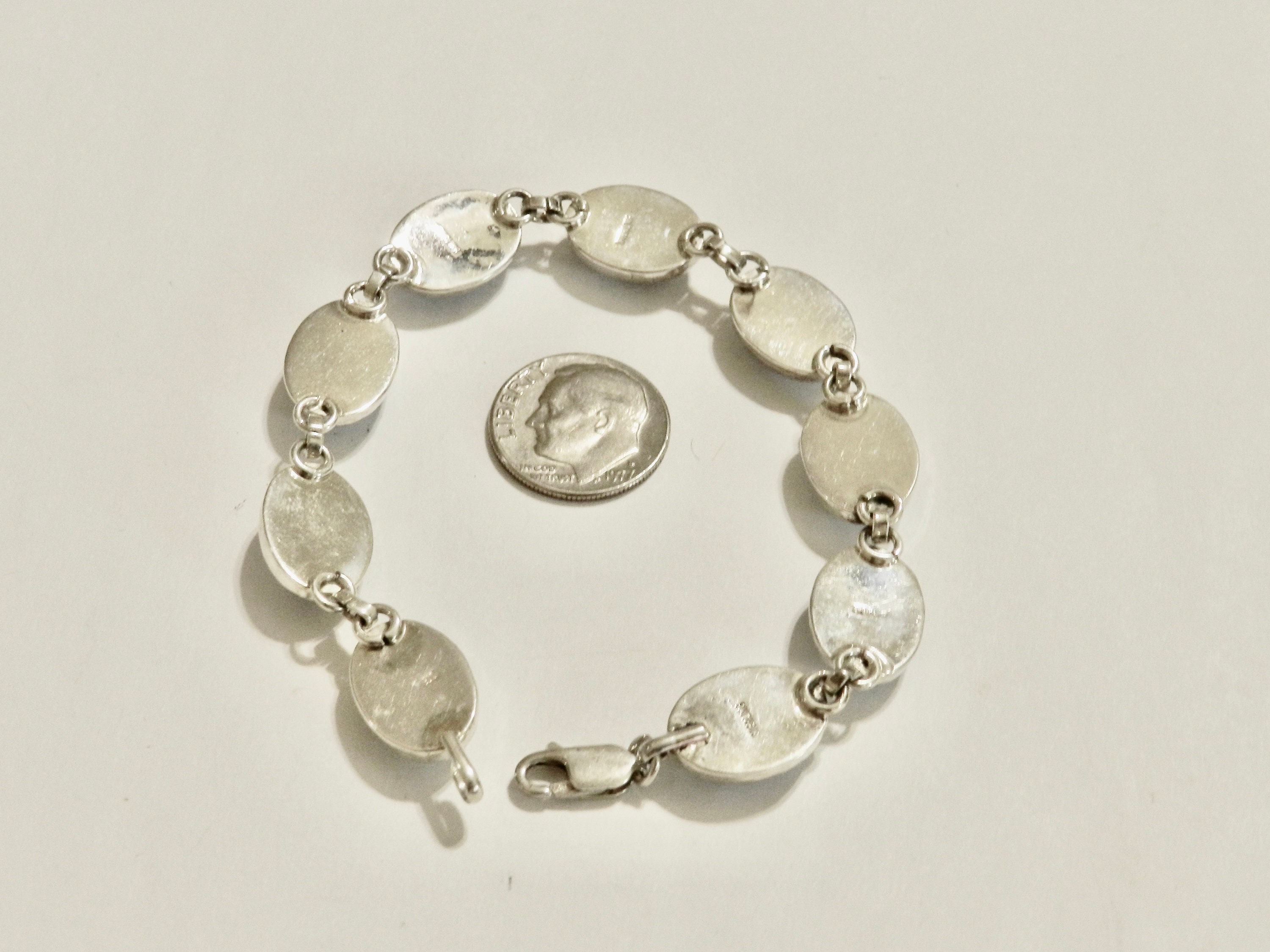 Vintage Silver Blue Lace Agate Link Bracelet 925 Lobster Clasp - Etsy