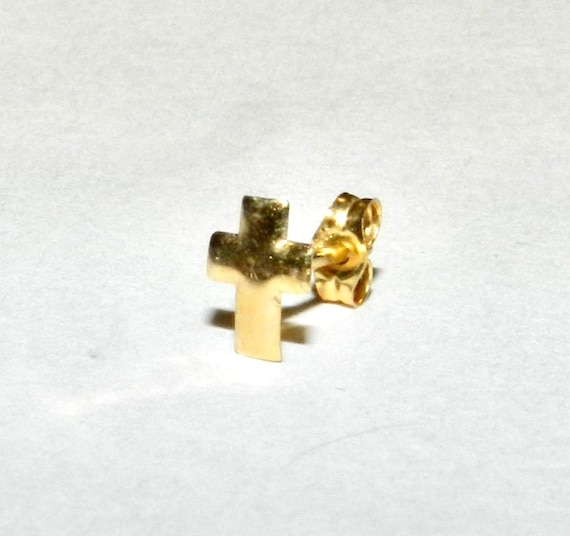 14k Tiny Cross Earring Stud Solid 14k - image 4