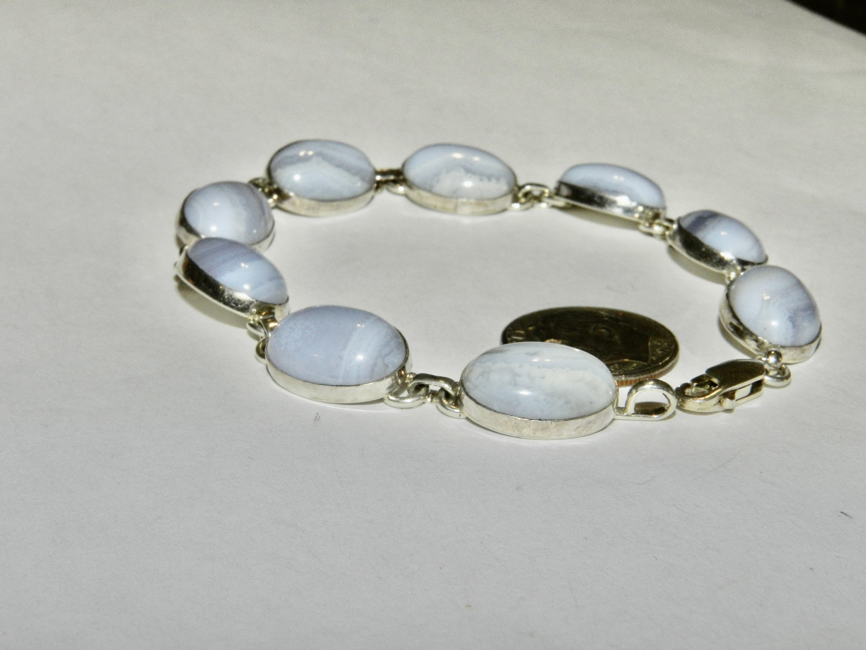 Vintage Silver Blue Lace Agate Link Bracelet 925 Lobster Clasp - Etsy