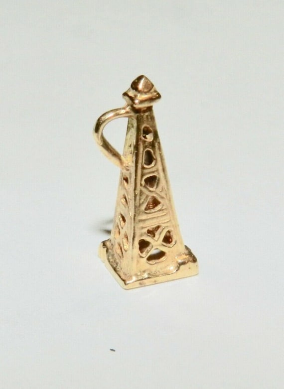 Vintage 14k Oil Derrick Pendant Charm