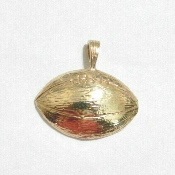 14k Gold Football Pendant Solid Gold - image 1