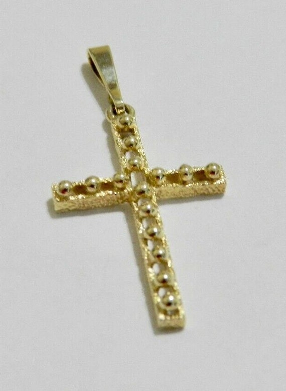 Vintage 14k Gold Cross Beaded Open Work - image 3