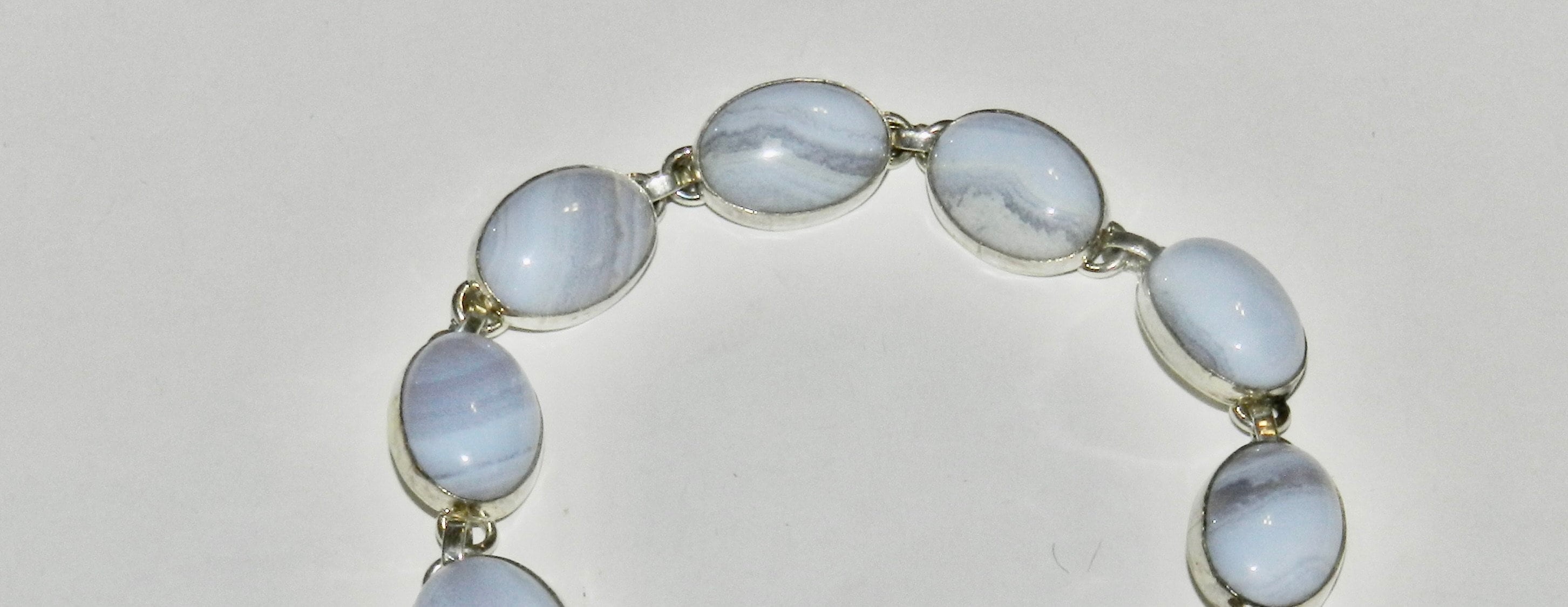 Vintage Silver Blue Lace Agate Link Bracelet 925 Lobster Clasp - Etsy