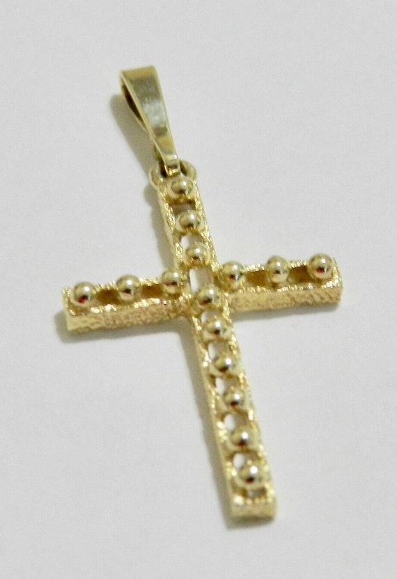 Vintage 14k Gold Cross Beaded Open Work - image 5