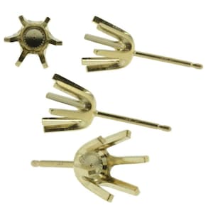 14k 6 prong Earring Mounting Finding With Backs