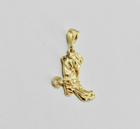 Solid Gold Cowboy Boot Charm Pendant Necklace