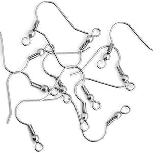 Sterling Silver Ear Wires: 40 Earring Fish Hooks - DIY Jewelry Findings