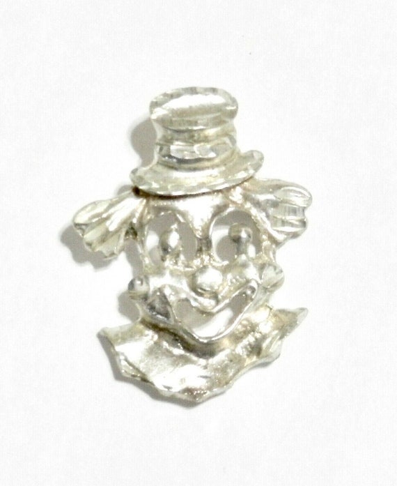 Silver Clown Face Head Pendant Circus Clown Diamo… - image 1