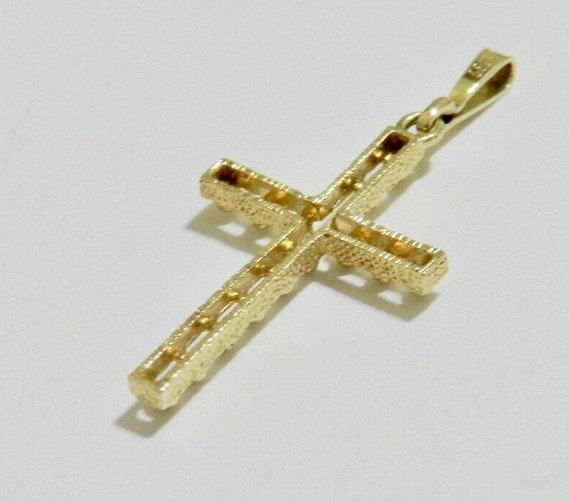 Vintage 14k Gold Cross Beaded Open Work - image 4