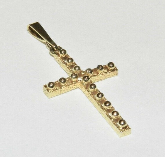 Vintage 14k Gold Cross Beaded Open Work - image 1