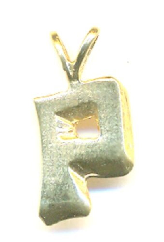 14k Initial P Letter Solid Gold Block Letter - image 2