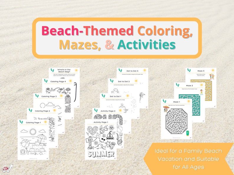 Beach Games & Activities for Kids: 58-Page Printable Travel Games (Digital Download) imagen 6