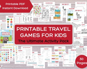 Printable Travel Games for Kids - The Ultimate Activity Pack for Family Road Trip Games (30 pages)