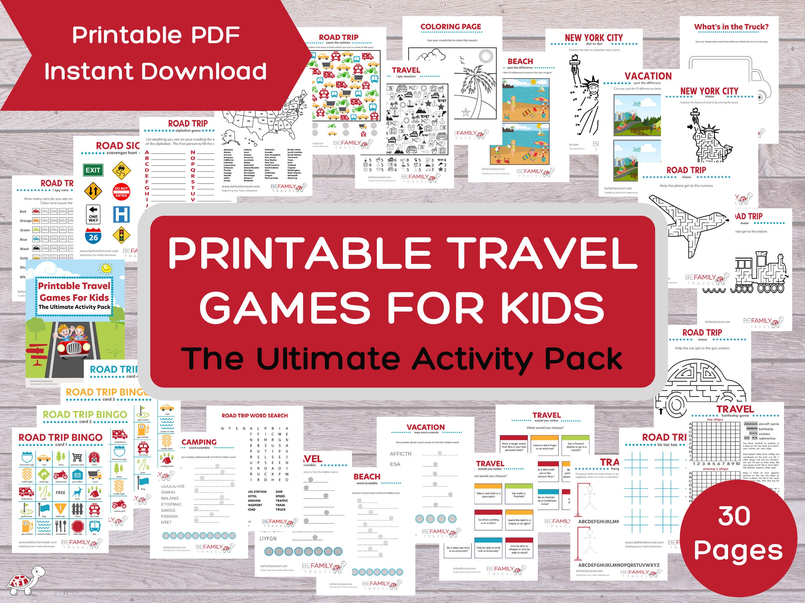 There are many travel games for kids during the trip.