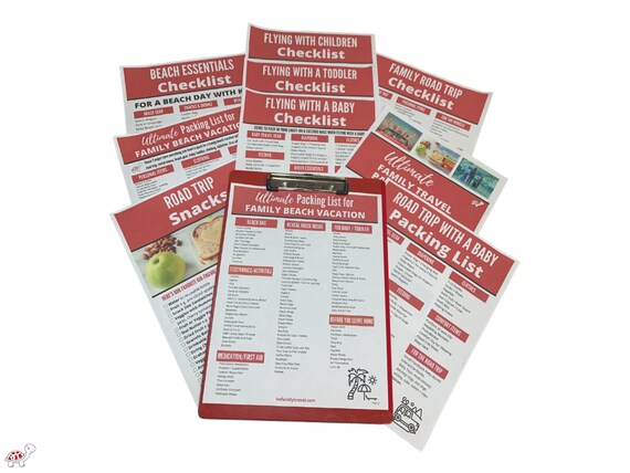 printable family travel packing lists 10 pages etsy
