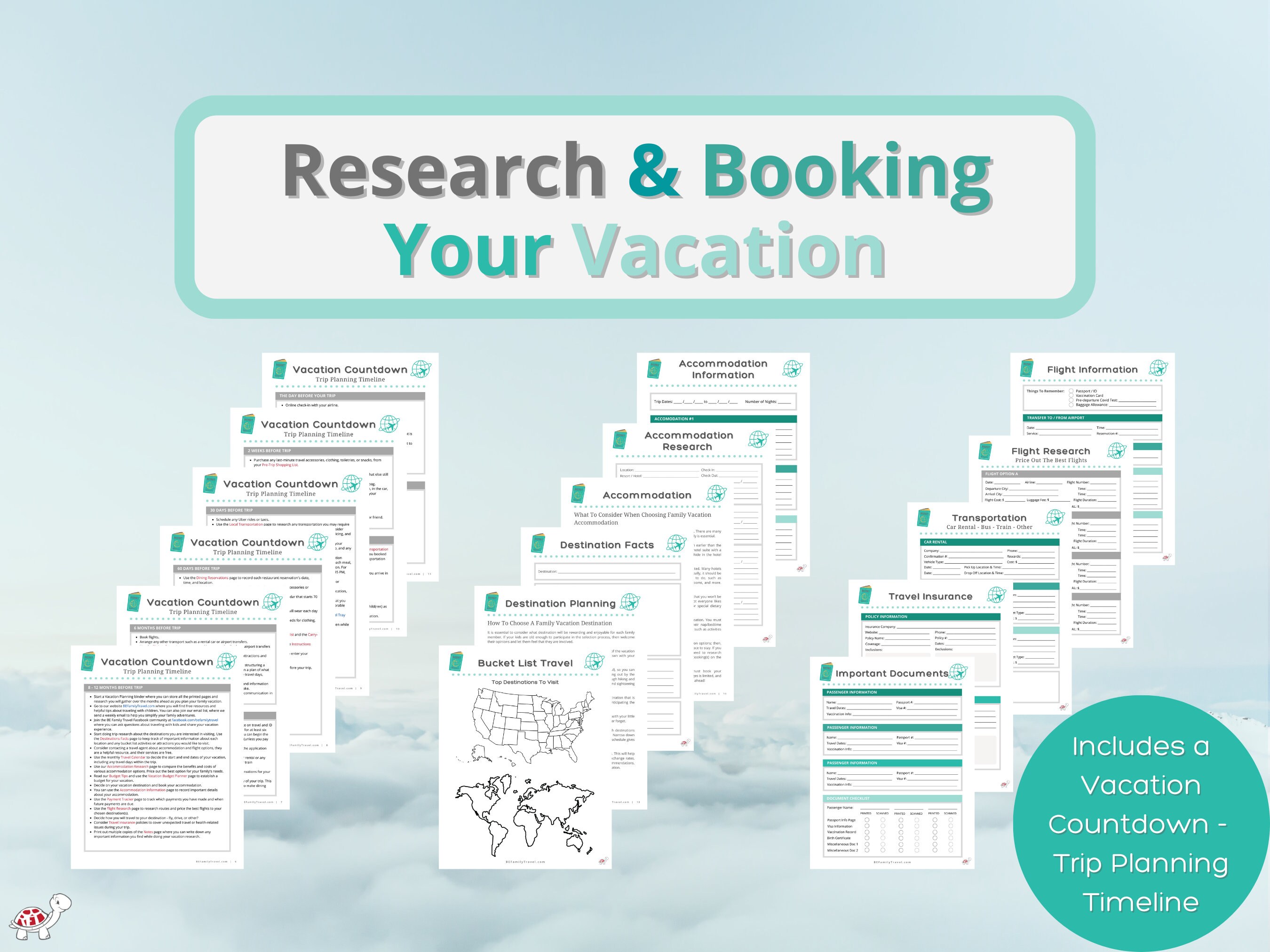 Printable Family Travel Planner: Vacation Planning Guide (65 Pages ...