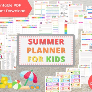 Summer Planner For Kids with Printable Summer Bucket List Ideas For Families and Fun Summer Activities (35 pages)