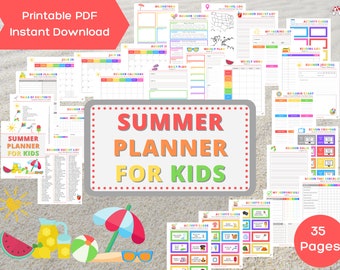 Summer Planner For Kids with Printable Summer Bucket List Ideas For Families and Fun Summer Activities (35 pages)