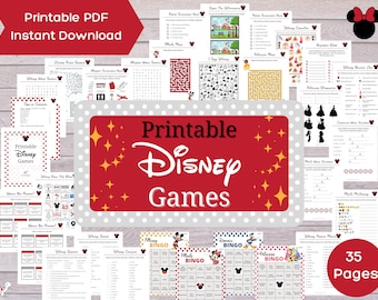 Printable Disney Games - Activity Pack for Family Road Trip, Flying, or Waiting in Line at Disney World (35 pages)