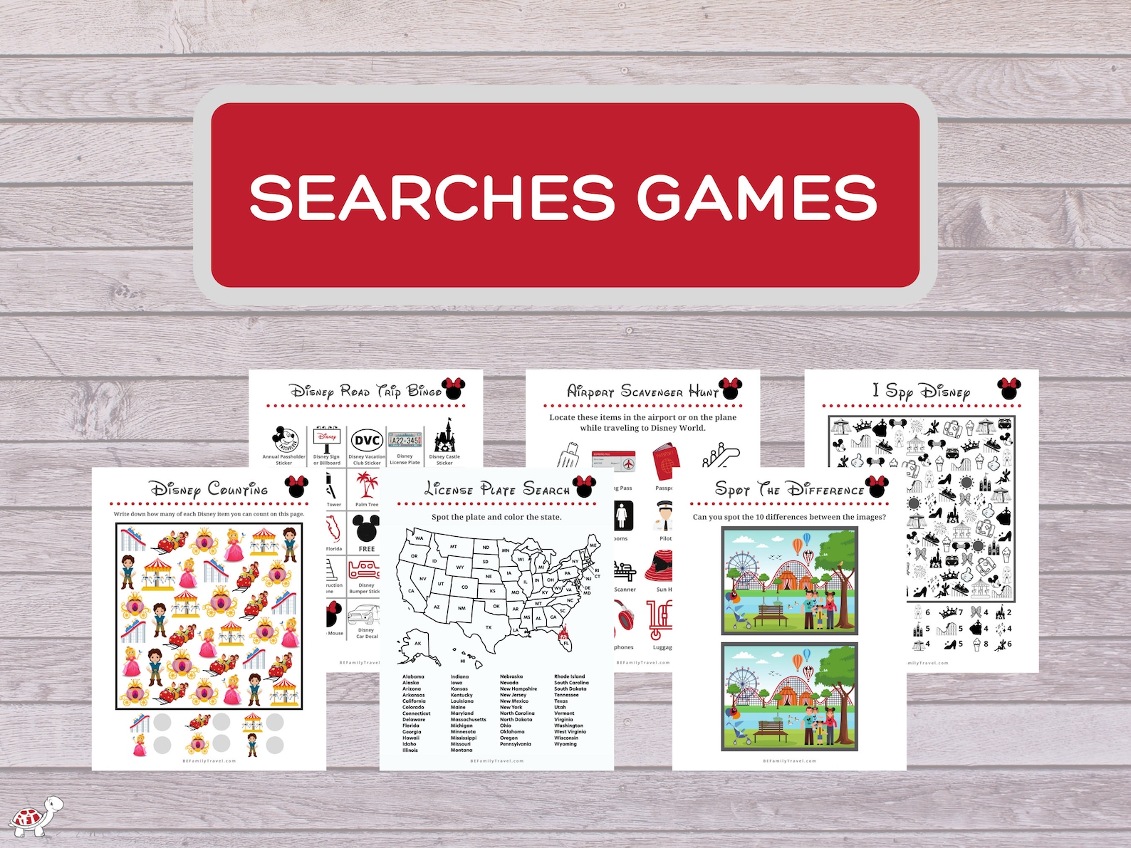 Printable Disney Games - Activity Pack for Family Road Trip, Flying, or ...