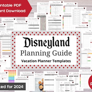 Disneyland Planning Guide with Printable Worksheets - Disney Vacation Planner Templates, California (75 pages)