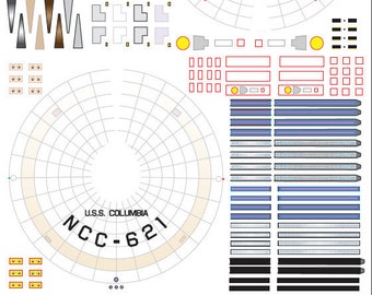 Columbia NCC-621 1/1000 Polar Lights Star Trek TOS enterprise model kit decals