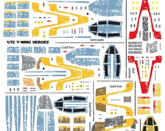 Star Wars Waterslide Decals Bandai 1/72 Y-Wing Gold Group
