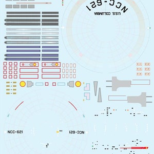 Newly upgraded USS Columbia 1/1000 Polar Lights Star Trek TOS model kit decals 621 Decals