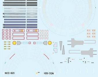 Newly upgraded USS Columbia 1/1000 Polar Lights Star Trek TOS model kit decals 621 Decals